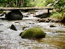 wooden bridge over waterfall, beautiful waterfall in green forest in jungle, waterfall texture, Beautiful waterfall photo