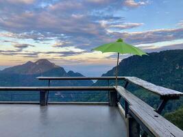 Nature view and native village of Coffee shop at Doi Pha Hee, Chiang Rai in Thailand, Pha Hee Mountain View, The great view with beautiful sky photo