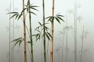 AI generated bamboo stems on a foggy background photo