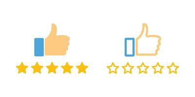 Customer product rating with five stars icon. Star rating vector icon template