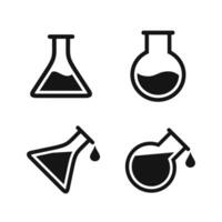 Erlenmeyer and Florence flask icon set. Chemistry flask icon. Science technology symbol. vector