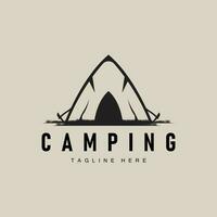 Simple vector outdoor camping logo, wild adventure template with old vintage style