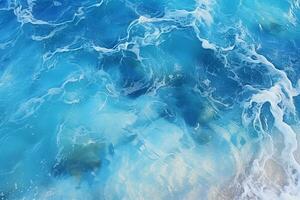 AI generated Aerial drone view of moody ocean wave in summer photo