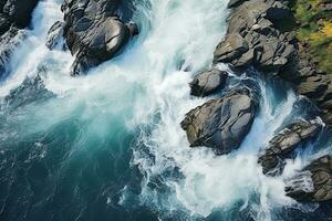 AI generated Aerial Vertical View Over The Surface Of A Mountain photo