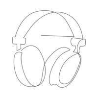 Headphone continuous single line outline vector art drawing and simple one line minimalist design