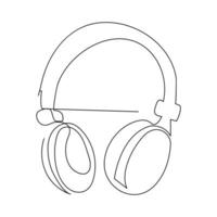 Headphone continuous single line outline vector art drawing and simple one line minimalist design