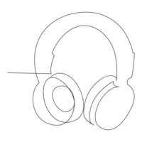 Headphone continuous single line outline vector art drawing and simple one line minimalist design