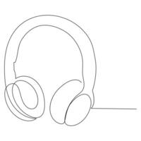 Headphone continuous single line outline vector art drawing and simple one line minimalist design