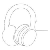 Headphone continuous single line outline vector art drawing and simple one line minimalist design