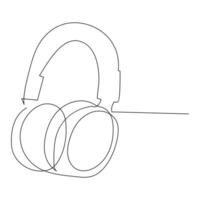 Headphone continuous single line outline vector art drawing and simple one line minimalist design