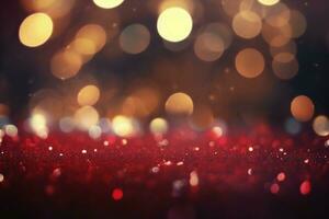 AI generated Red glitter vintage lights background. defocused. generative ai. photo