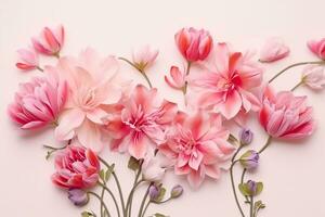 AI generated beautiful spring flowers on white background. generative ai. photo