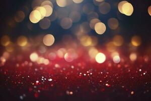 AI generated Red glitter vintage lights background. defocused. generative ai. photo