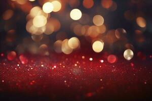 AI generated Red glitter vintage lights background. defocused. generative ai. photo