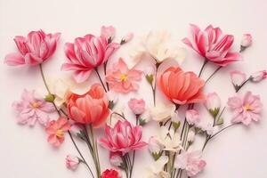 AI generated beautiful spring flowers on white background. generative ai. photo