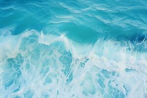 AI generated Top view aerial image from drone of an stunning beautiful sea landscape beach with turquoise water with copy space photo