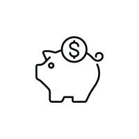 Piggy bank line icon isolated on white background vector