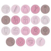 Vector icons of cosmetics and self-care products.