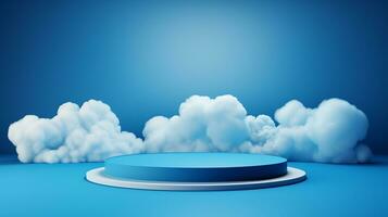 AI generated 3d rendered abstract empty display podium with clouds Minimal scene for product display presentation photo