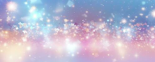 AI generated Realistic pink blue pattern bokeh background with stars photo