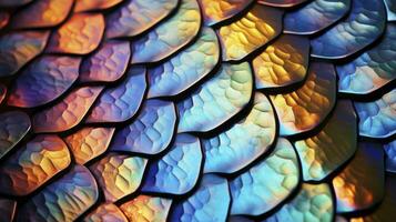 AI generated A macro shot of the colorful scales of a butterfly wing photo