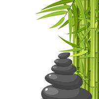 Bamboo and stones - spa background with place for your text. Vector illustration in flat style