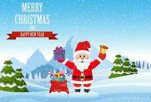 Santa claus with a bag of toys vector