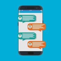 Smartphone with messaging sms app. vector