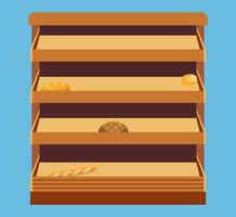 Shop, supermarket interior shelf with empty store shelves. Vector illustration in flat style