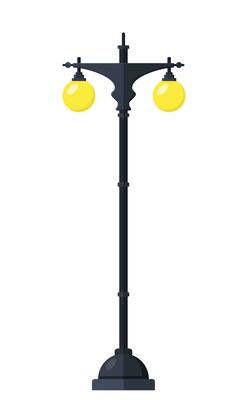 Traditional Outdoor Lamp Posts. Icon isolated on white background. Vector illustration in flat style