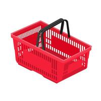 Shopping basket in supermarket and store. Cart icon for web shops. Vector illustration in flat style