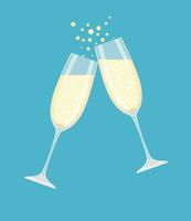 Two champagne glasses. vector
