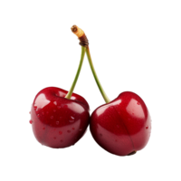 AI generated fresh two cherry png isolated on transparent background