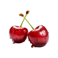 AI generated fresh two cherry png isolated on transparent background