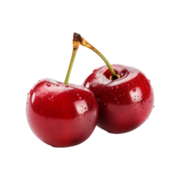 AI generated fresh two cherry png isolated on transparent background