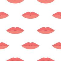 seamless pattern with womans red and pink kissing lips. Isolated on white background. Vector illustration in flat style