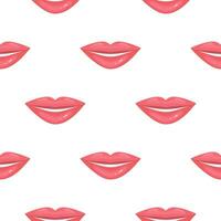 seamless pattern with womans red and pink kissing lips. Isolated on white background. Vector illustration in flat style