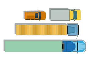 Cars and trucks top view flat icons. Vector illustration in flat style