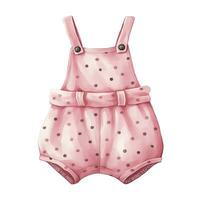 AI generated Pink baby girl romper in watercolors on a white background. AI Generated photo