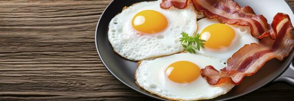 ai generado frito huevos y tocino. ai generado foto