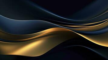 AI generated Gold and navy blue waves abstract. AI Generated. photo