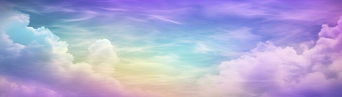 AI generated Rainbow sky with fluffy clouds. Multicolored toned sky. AI Generated. photo