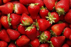 AI generated Texture of fresh strawberries as background. Generative AI photo