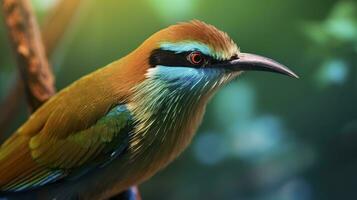 AI generated Turquoise Browed Motmot in vibrant colors. Generative AI photo