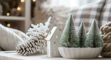 AI generated A cozy concept of festive home decoration for Christmas. AI Generated photo