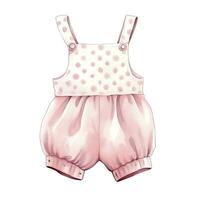 AI generated Pink baby girl romper in watercolors on a white background. AI Generated photo