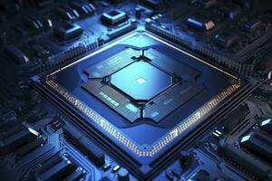 AI generated Futuristic central processor unit. Powerful Quantum CPU motherboard. AI Generated photo
