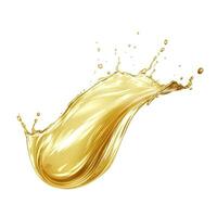 AI generated Golden Oil or Cosmetic essence splash isolated on white background, 3d illustration. AI Generated photo