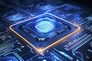 AI generated Futuristic central processor unit. Powerful Quantum CPU motherboard. AI Generated photo
