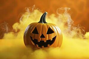 AI generated Halloween pumpkin with steam. AI Generated photo